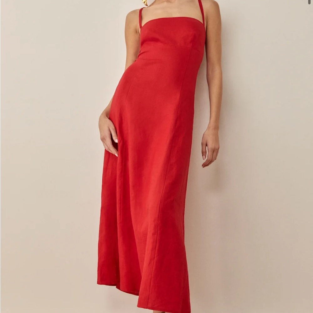 Reformation Red Rai Linen dress